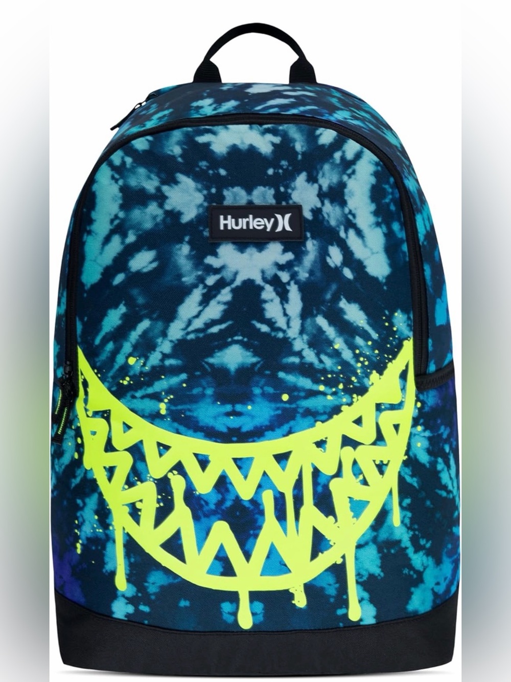 Hurley Adult/Kid Graphic Backpack, Blue Neon Smile